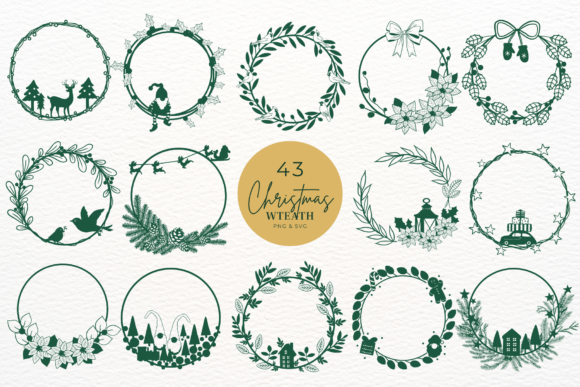 Hand Drawn Christmas Wreath Bundle: Graphics & Illustrations