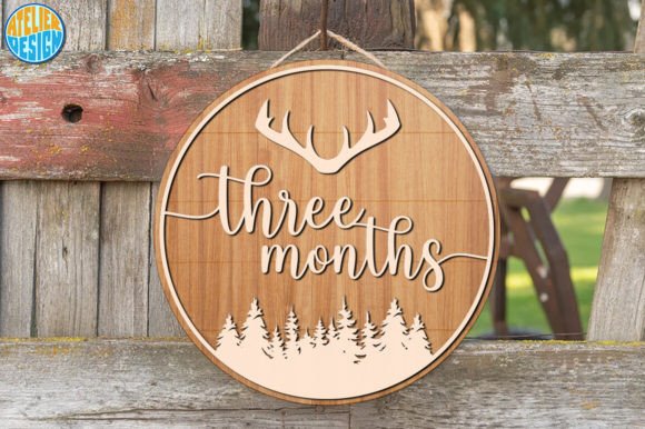 Three Months Round Cards SVG: Laser Cutting Winter Design